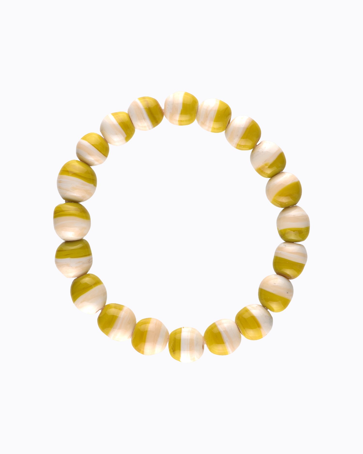 Bracelet Bicolore perles en Cristal de Murano couleur Ivoire et Moutarde