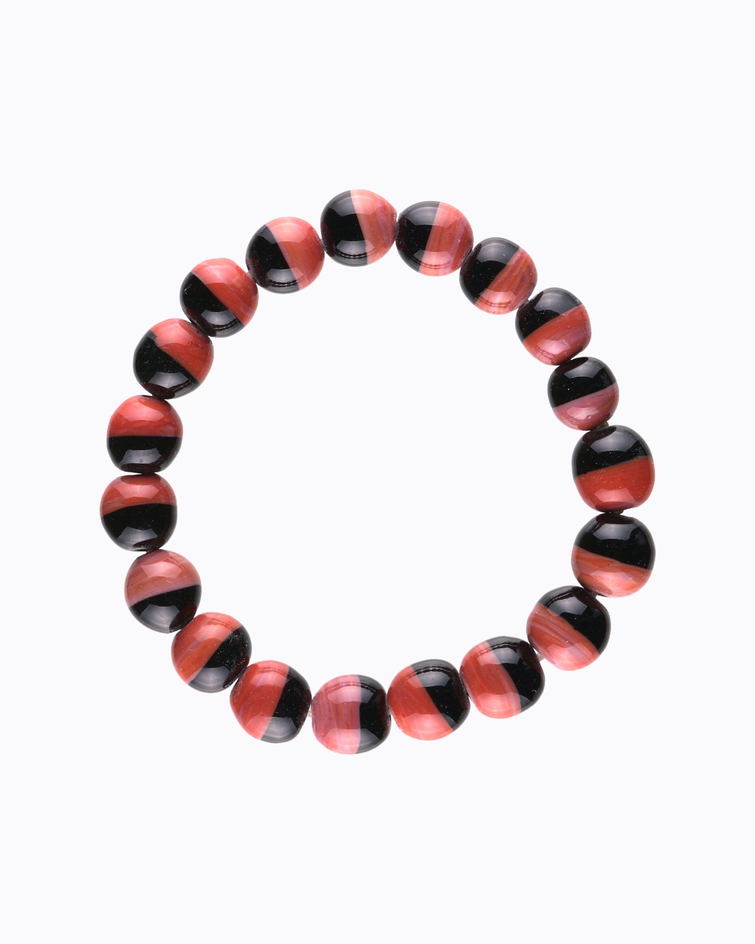 Bracelet Bicolore perles en Cristal de Murano Noir et Framboise