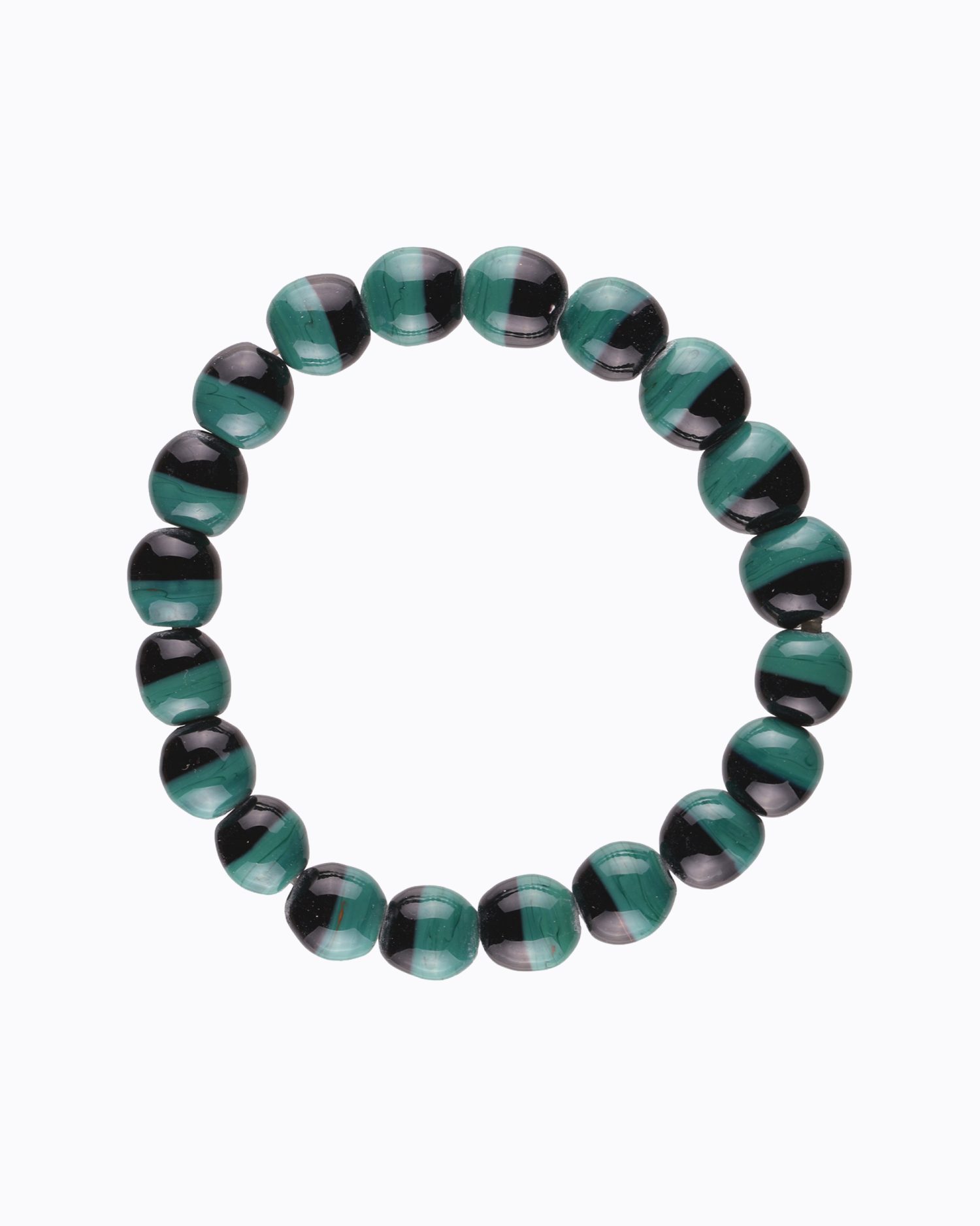 Bracelet Bicolore perles en Cristal de Murano Noir et Vert canard