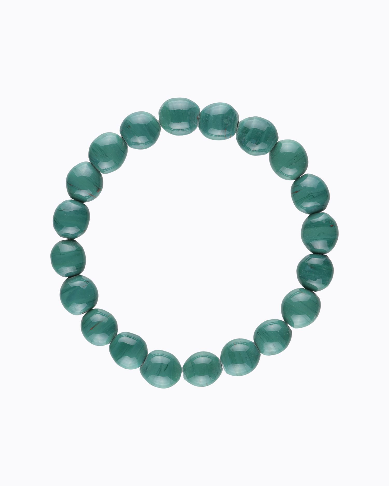 Bracelet petites perles rondes en Cristal de Murano Vert canard