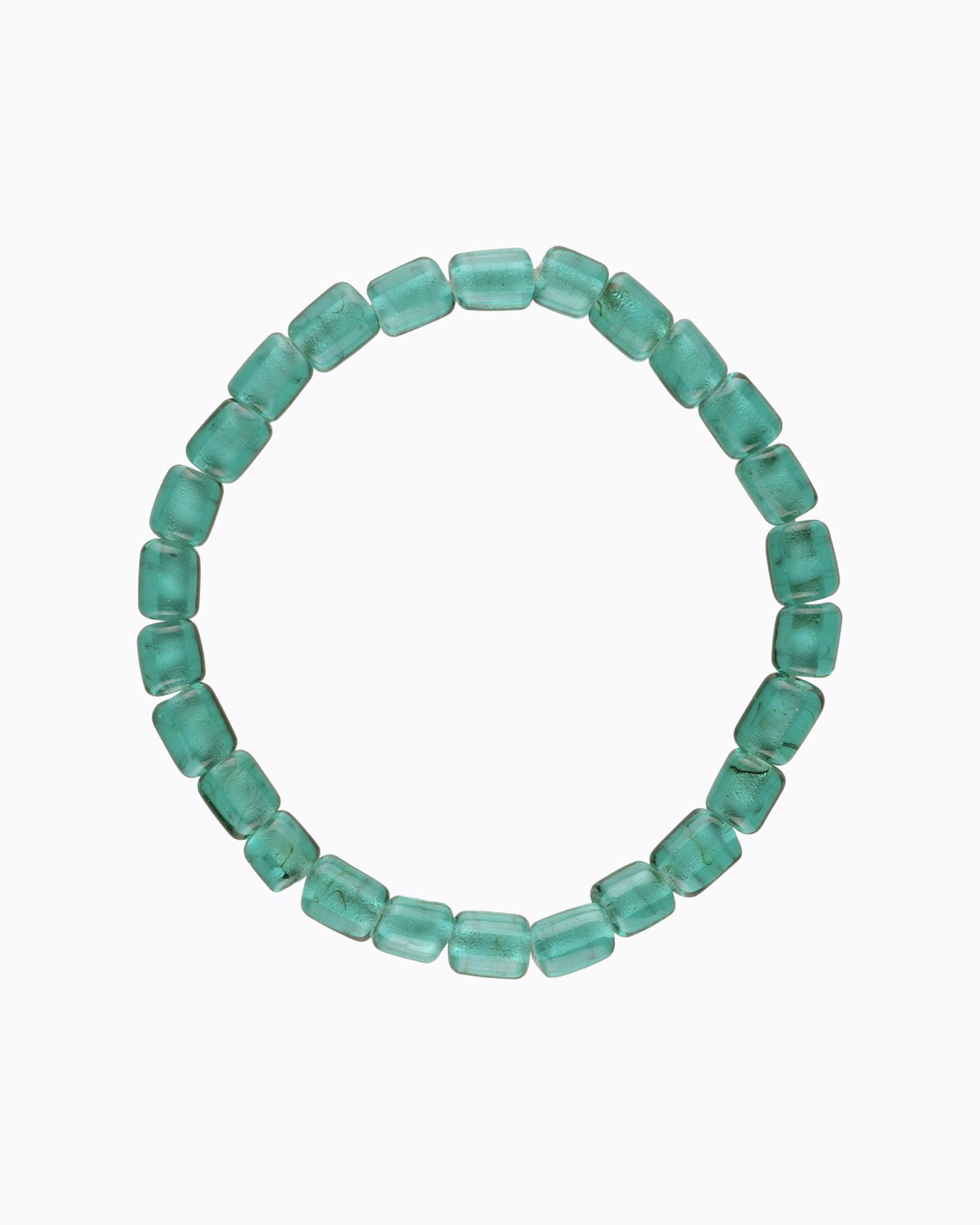Bracelet petites perles cylindriques en Cristal de Murano Vert turquoise transparent