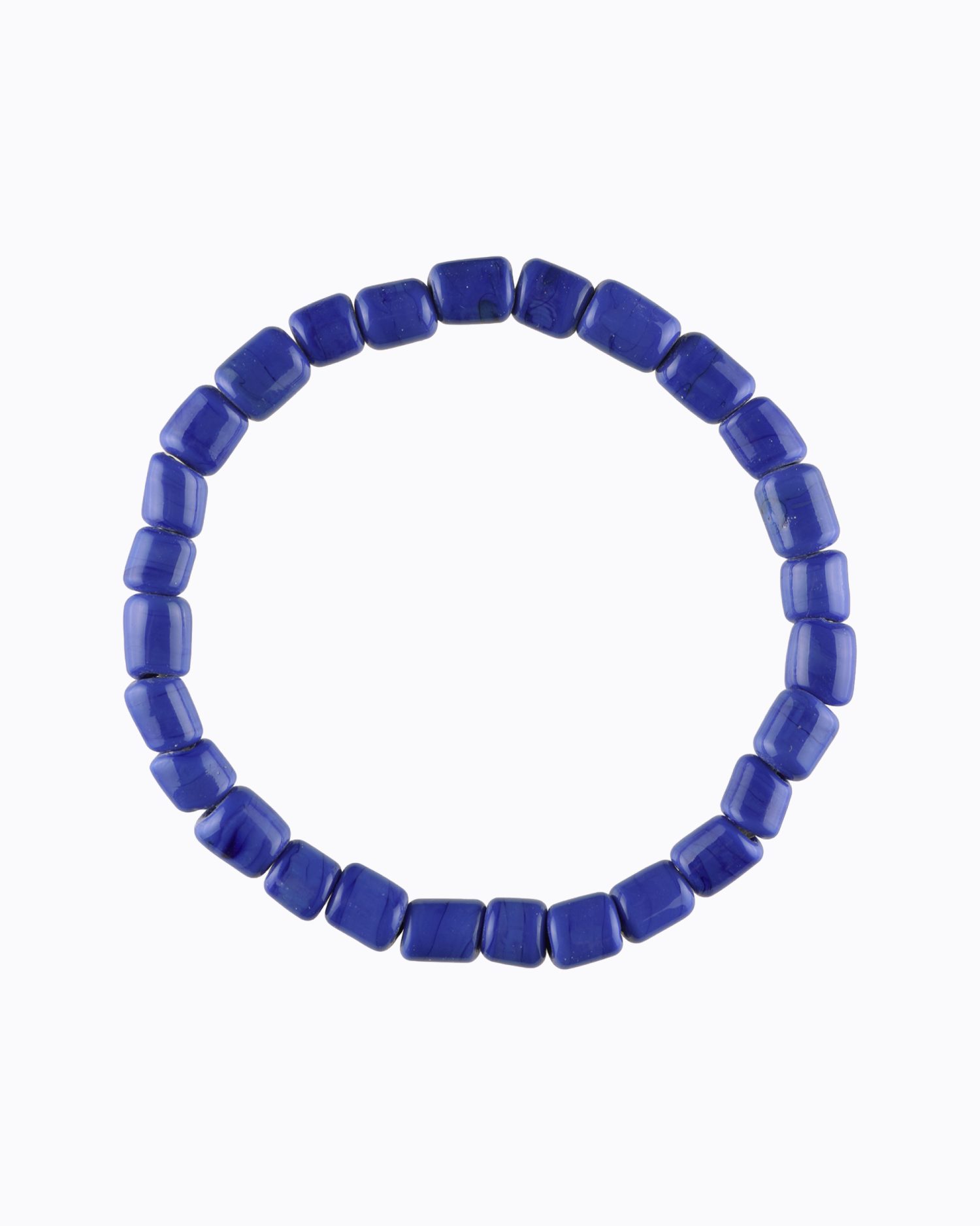 Bracelet petites perles cylindriques en Cristal de Murano Bleu