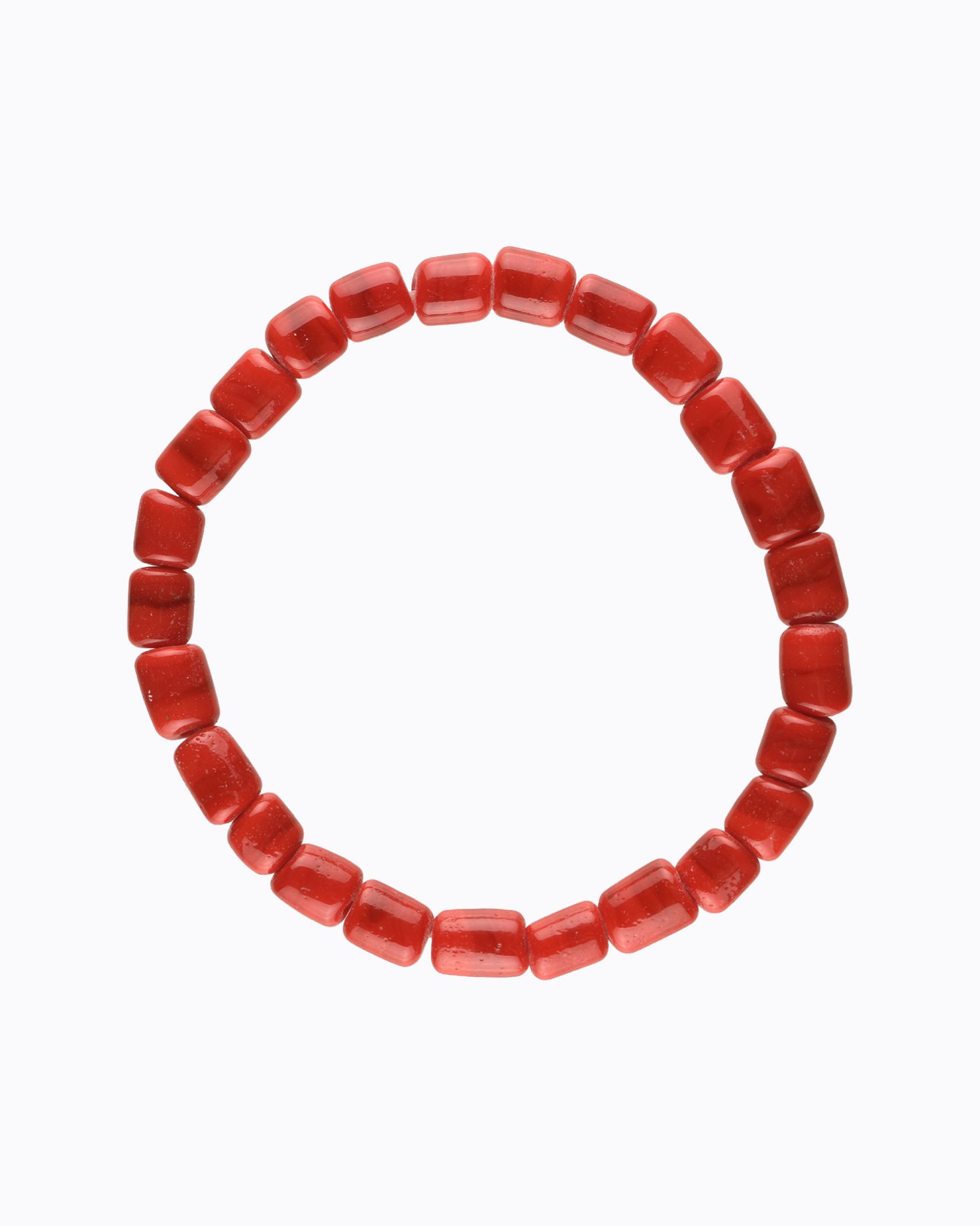 Bracelet petites perles cylindriques en Cristal de Murano Rouge