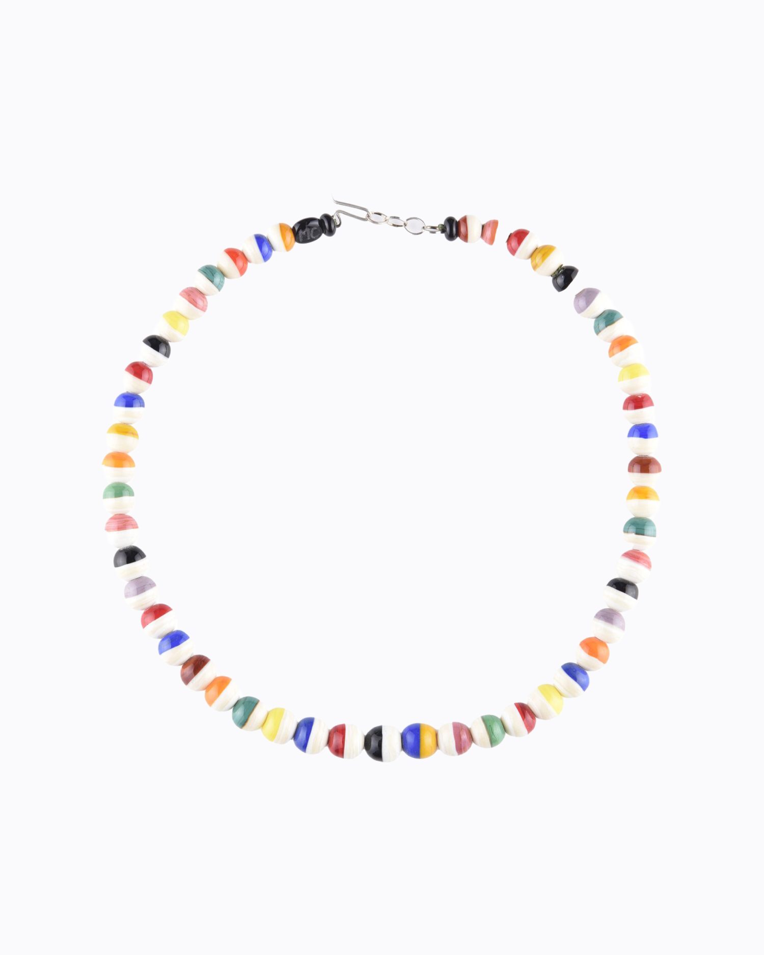 Collier perles rondes en Cristal de Murano Bicolore couleur Ivoire et toutes Couleurs