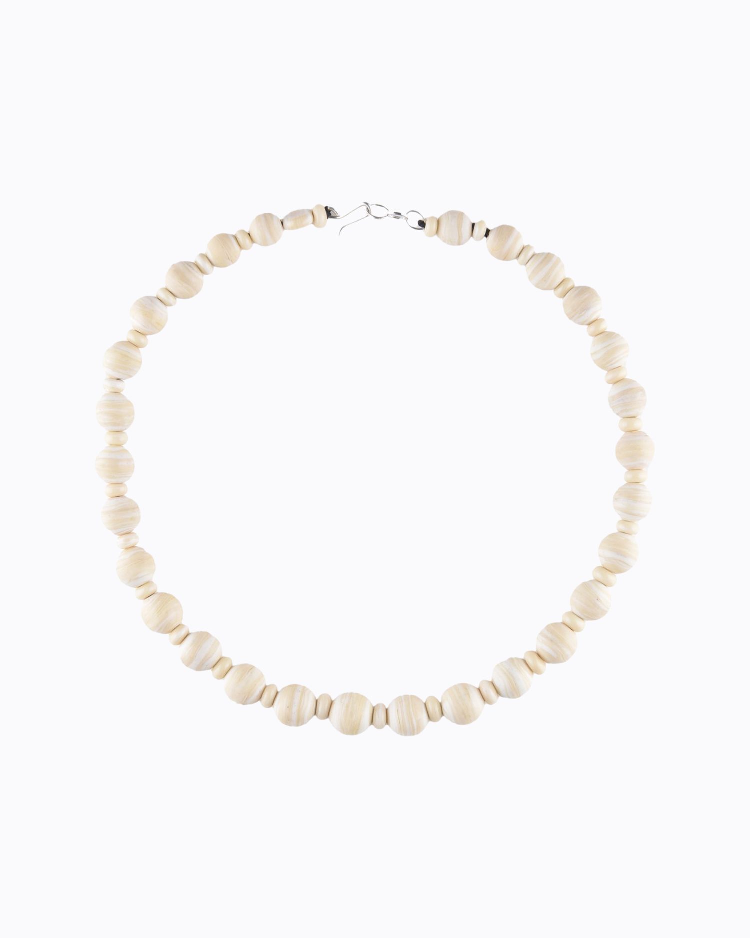 Collier perles rondes en Cristal de Murano couleur Ivoire Mate