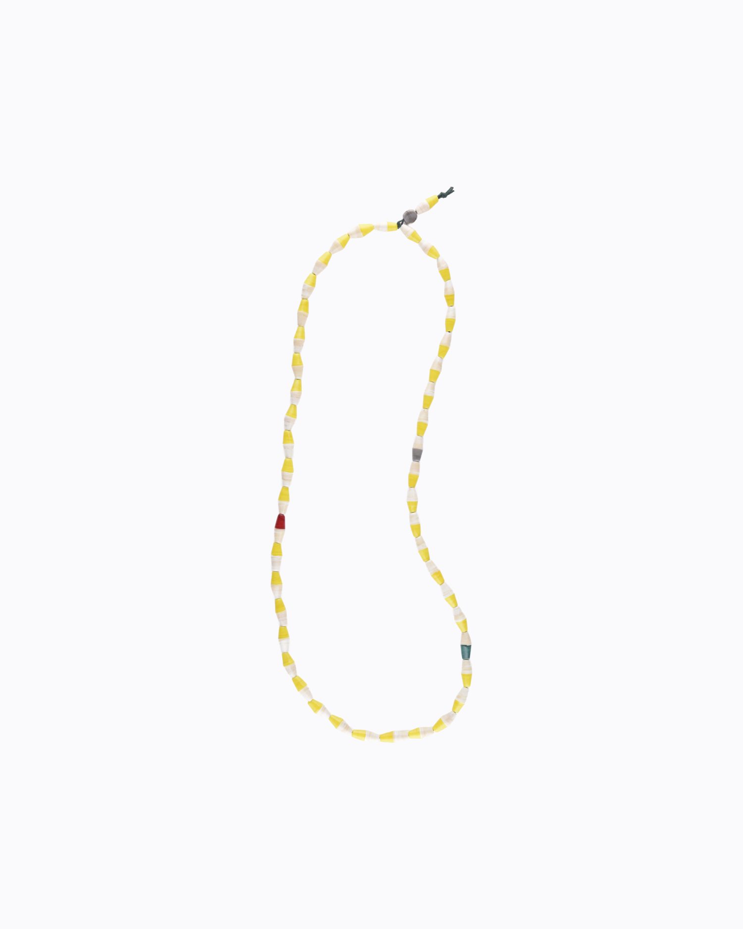 Sautoir perles en Cristal de Murano Losange bicolore couleur Ivoire et Jaune