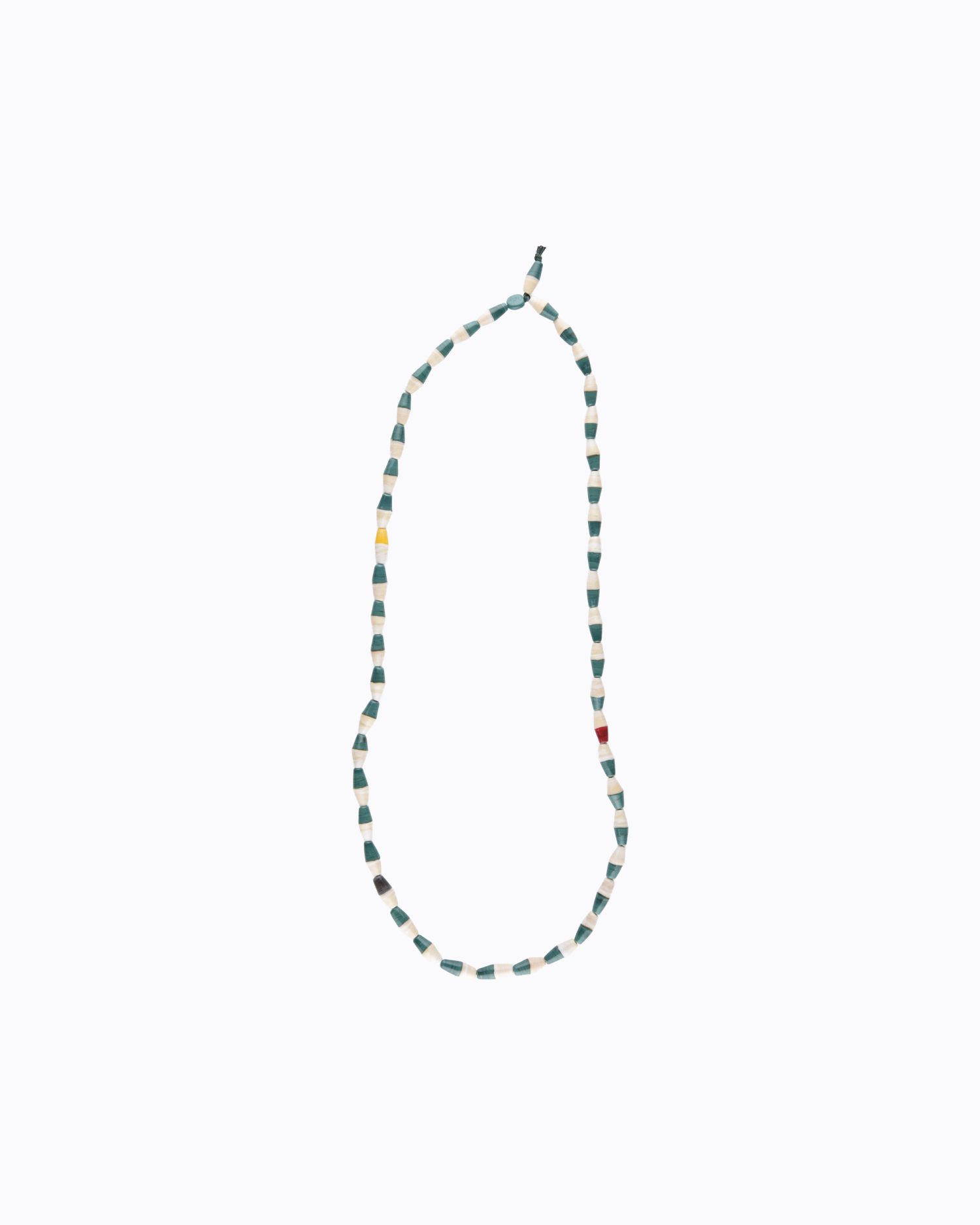 Sautoir perles en Cristal de Murano Losange bicolore couleur Ivoire et Vert canard