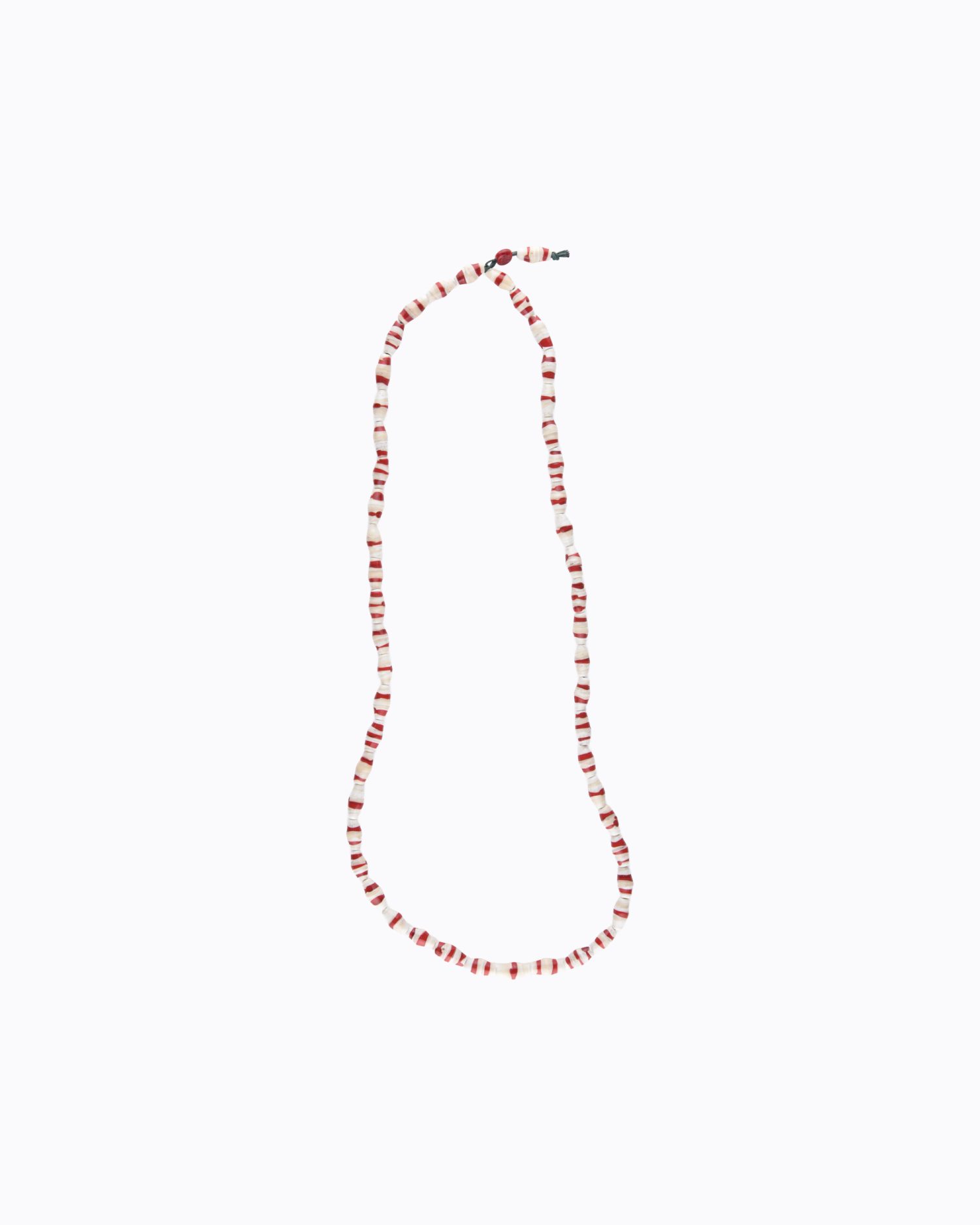 Sautoir perles en Cristal de Murano Losange couleur Ivoire zébré Rouge