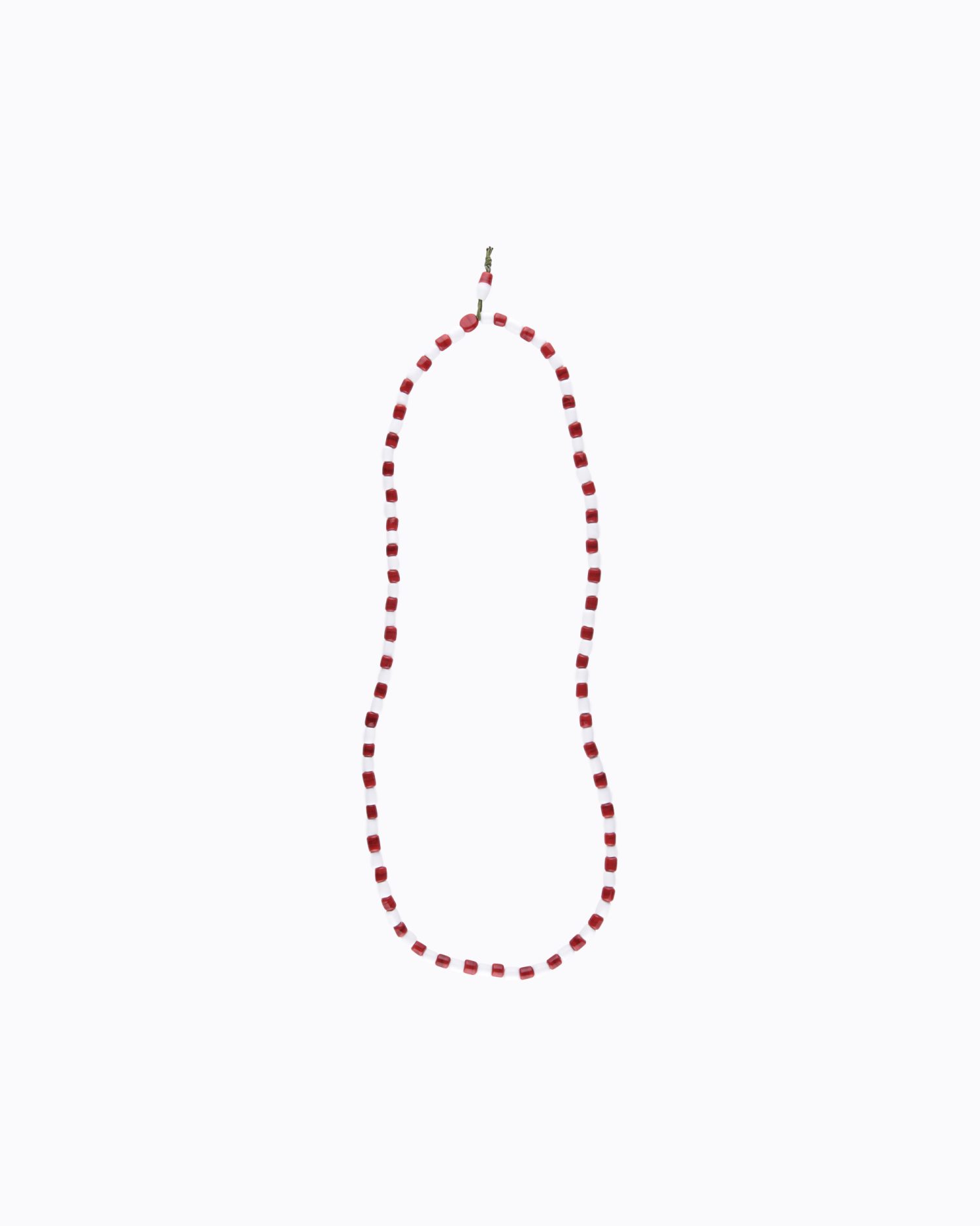 Sautoir petites perles en Cristal de Murano cylindrique Rouge et Blanche
