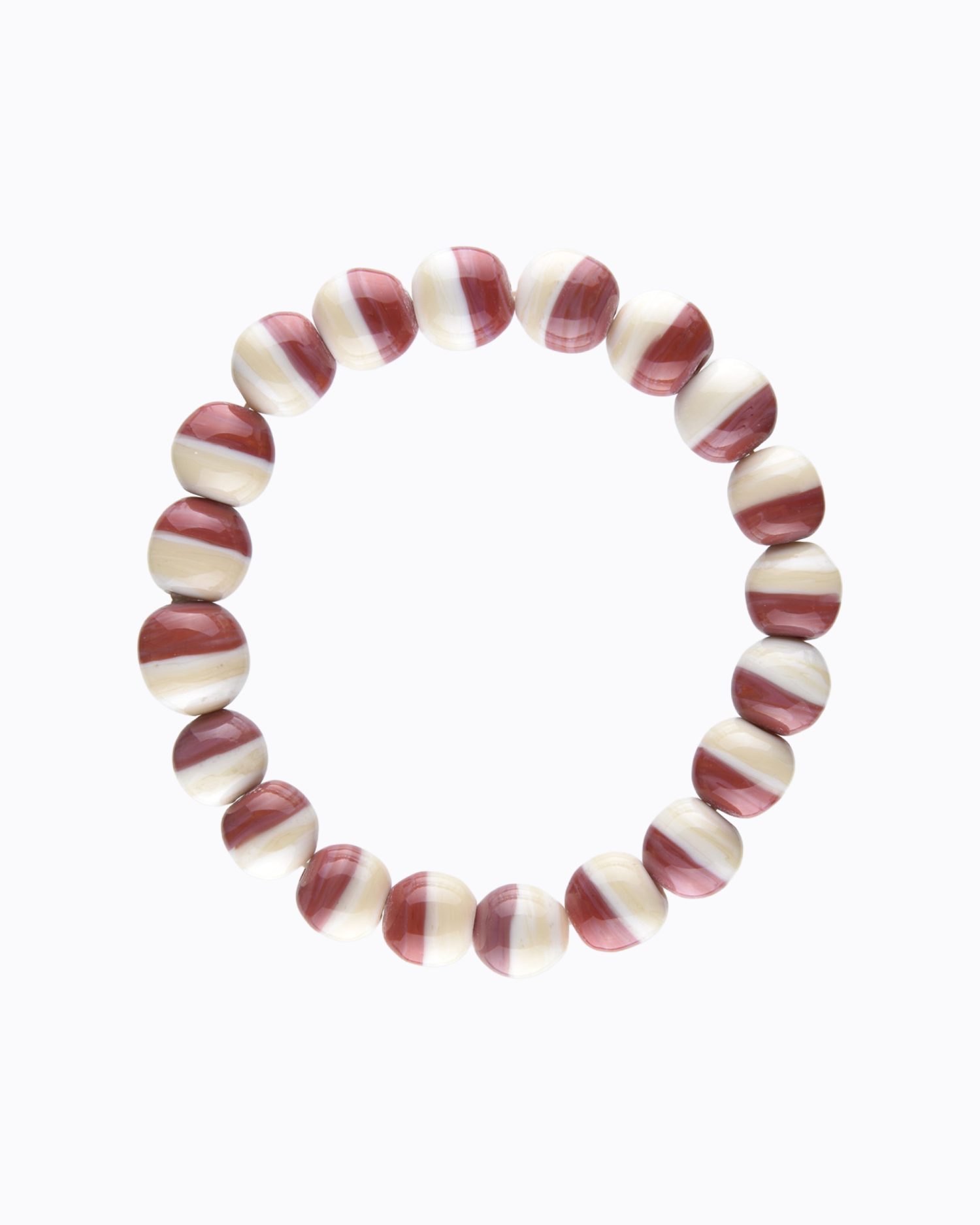 Bracelet Bicolore perles en Cristal de Murano couleur Ivoire et Framboise
