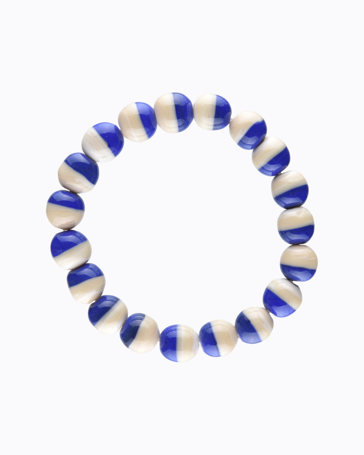 Bracelet Bicolore perles en Cristal de Murano couleur Ivoire et Bleue