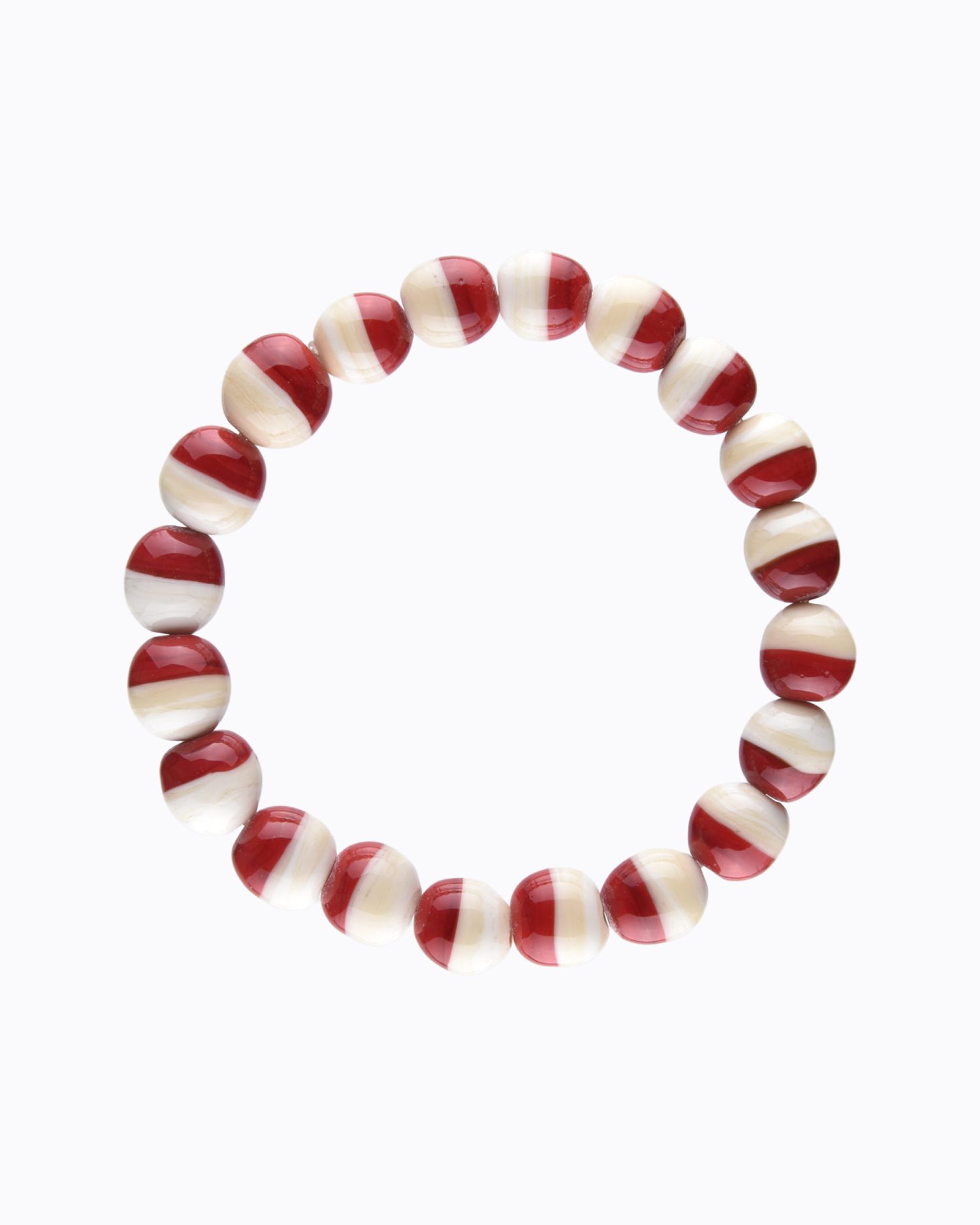 Bracelet Bicolore perles en Cristal de Murano couleur Ivoire et Rouge