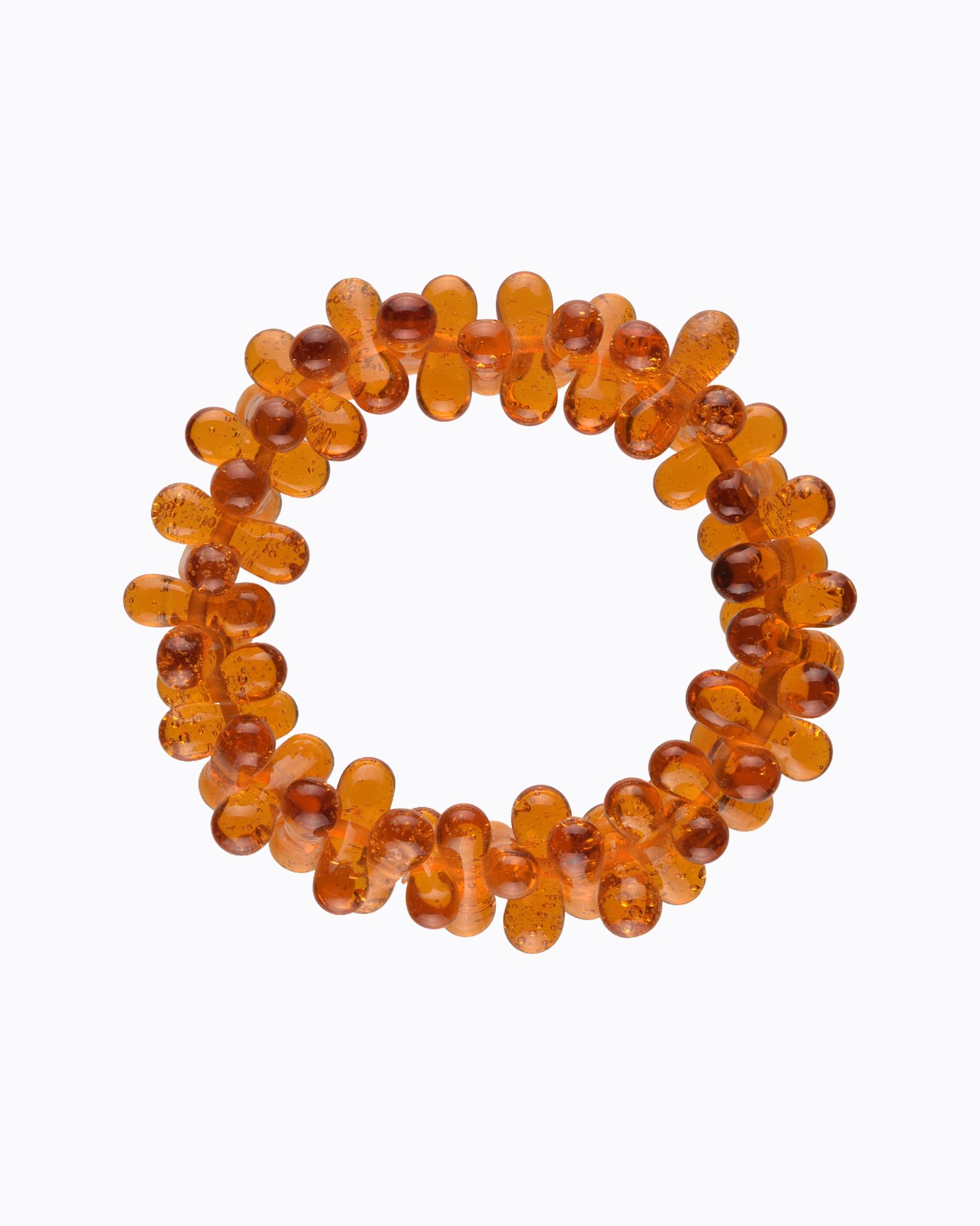 Bracelet perles Gélule en Cristal de Murano couleur Ambre transparent