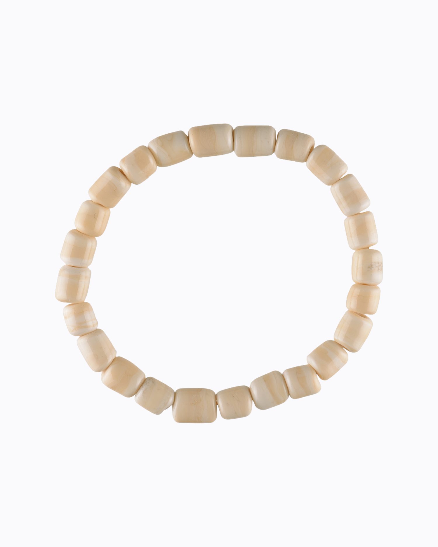 Bracelet petites perles cylindriques en Cristal de Murano couleur ivoire