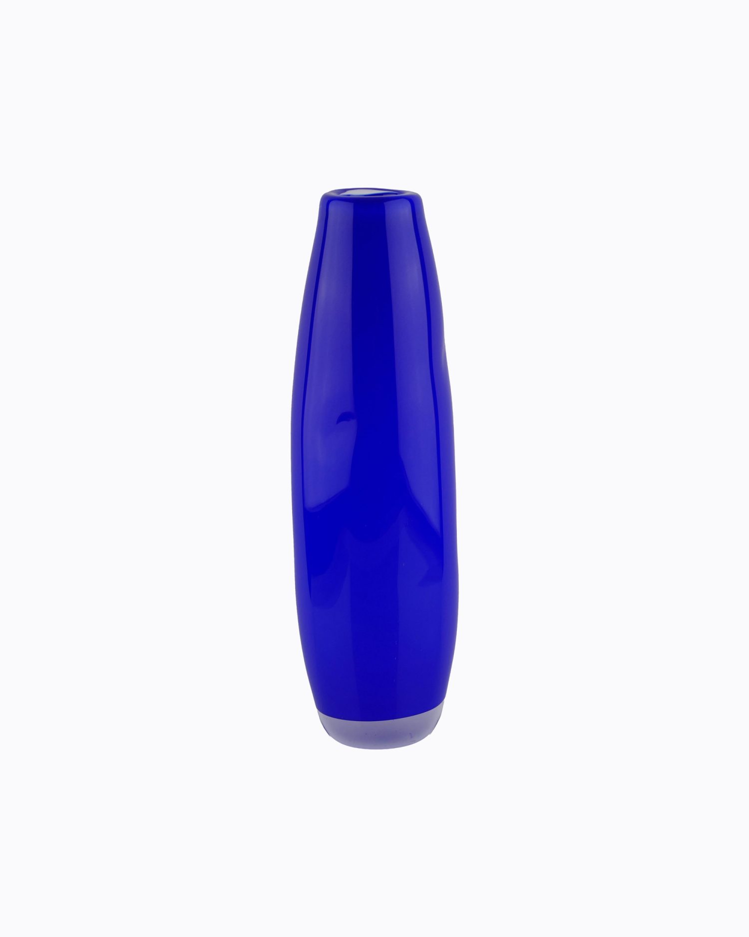Vase Termite en verre soufflé bouche, formé à main levée Bleu Intense opaque, Effet Brillant