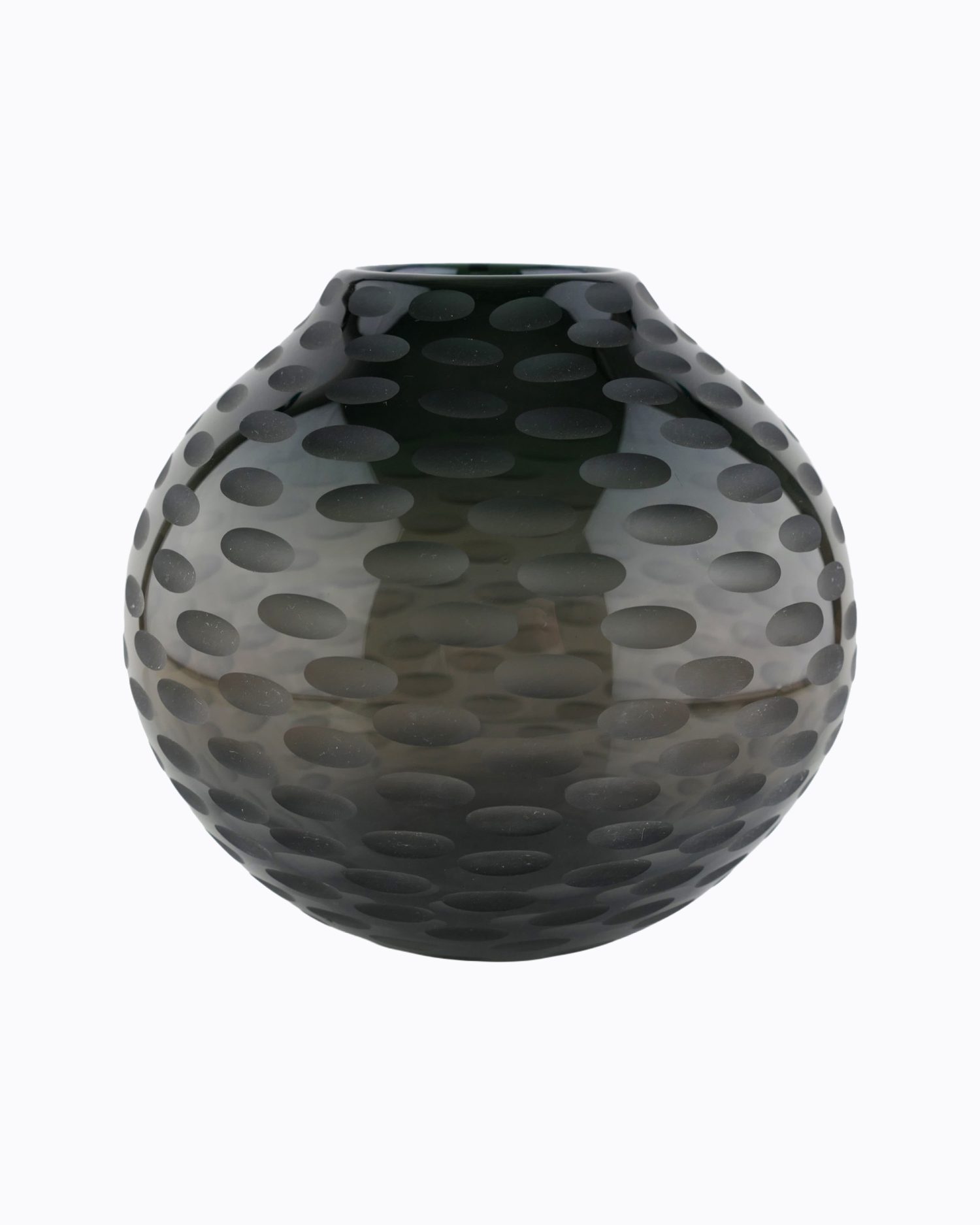 Translucide Horizon, Vase en verre soufflé bouche, formé à main levée couleur Anthracite, Effet Transparent et Satiné