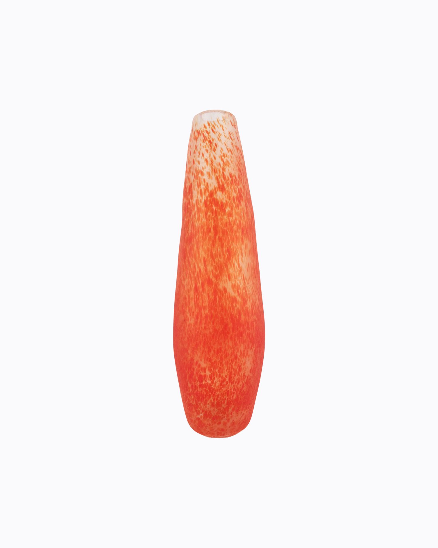Vase Termite en verre soufflé bouche, formé à main levée Blanc, Moucheté Rouge, Effet satiné