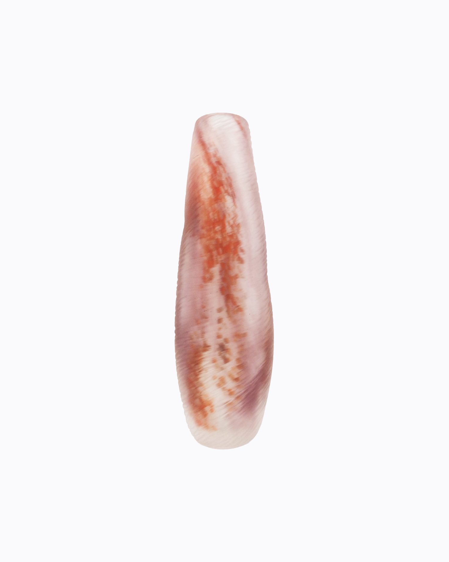 Vase Termite « Pétale » en verre soufflé bouche, formé à main levée, Décors couleurs Albâtre, Améthyste et Rouge, Effet grain de riz satiné