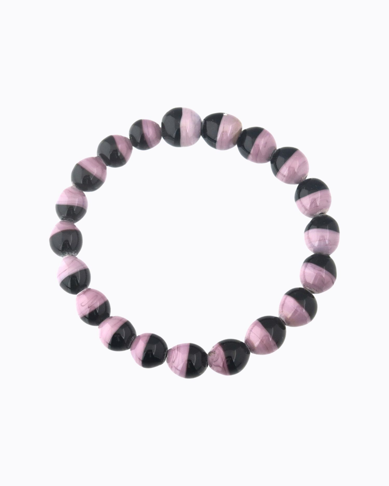 Bracelet Bicolore perles de Cristal de Murano Noir et Mauve
