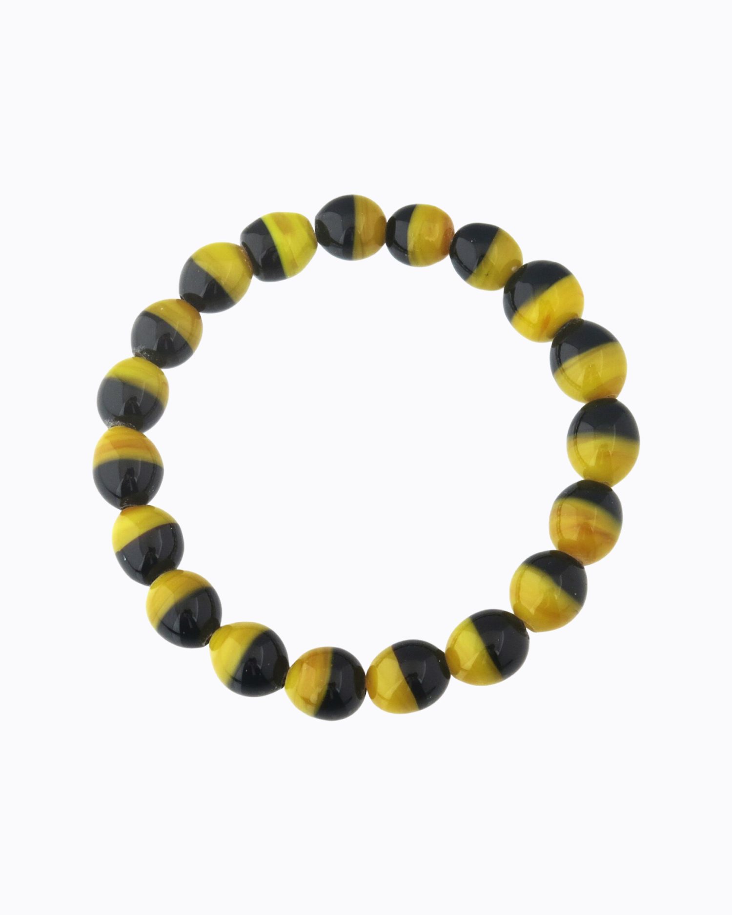 Bracelet Bicolore perles en Cristal de Murano, Noir et Kaki