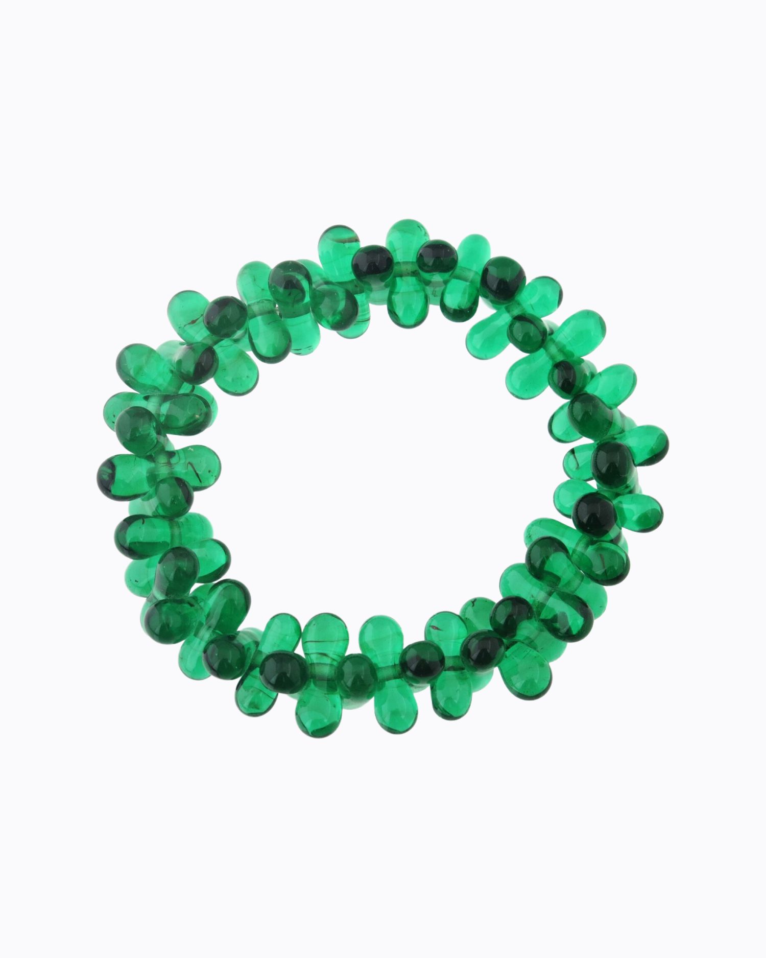 Bracelet Gélule perles en Cristal de Murano Vert émeraude transparent