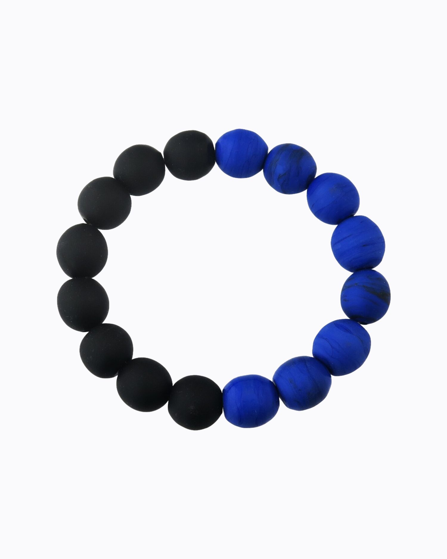 Bracelet perles en Cristal de Murano, Noir et Bleu Mate