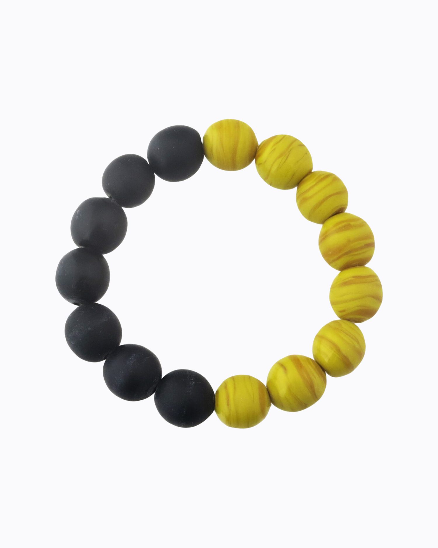 Bracelet perles en Cristal de Murano Moutarde et Noir Mate