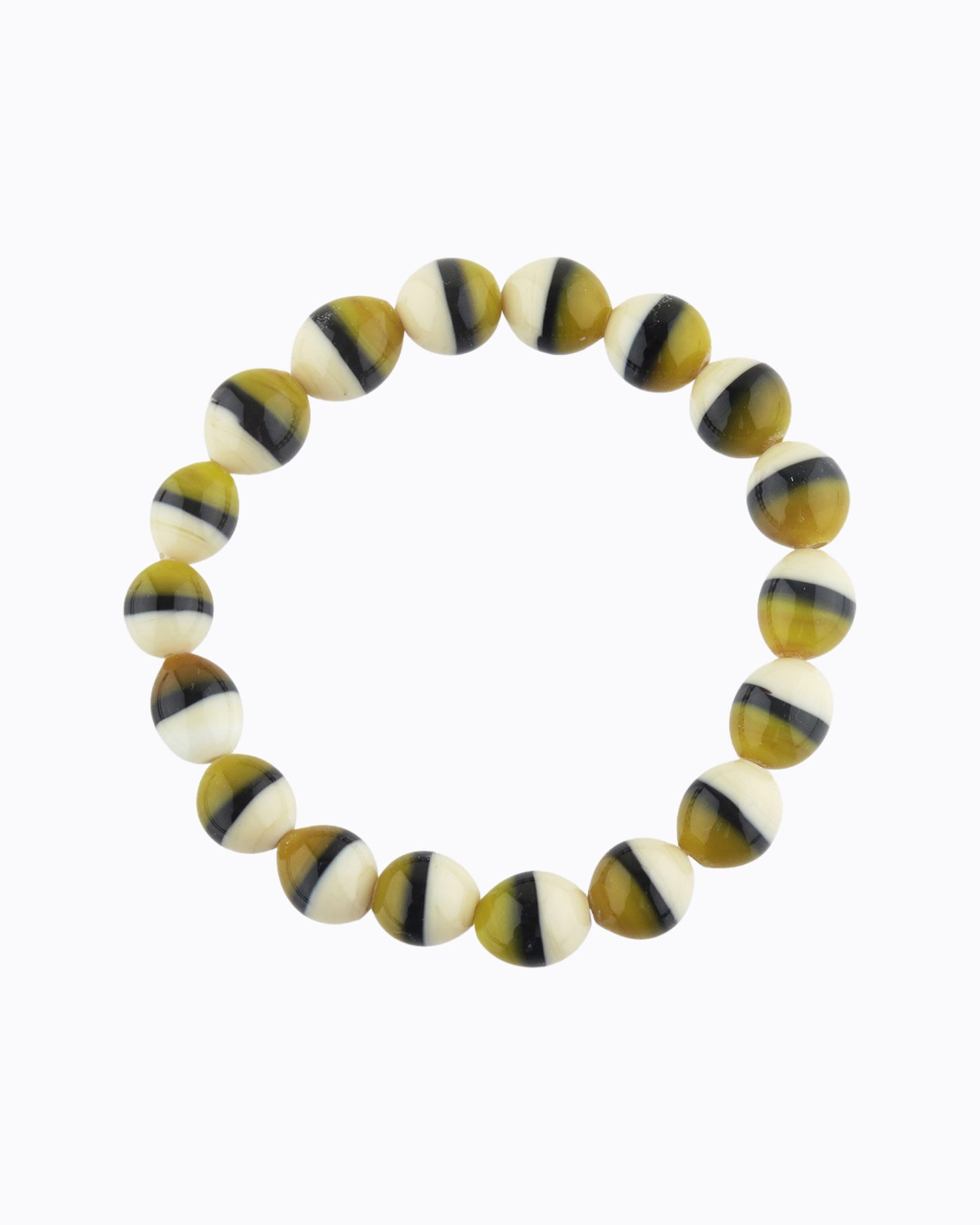Bracelet Tricolore perles rondes en Cristal de Murano de couleur Ivoire, Anis, Zébré Noir