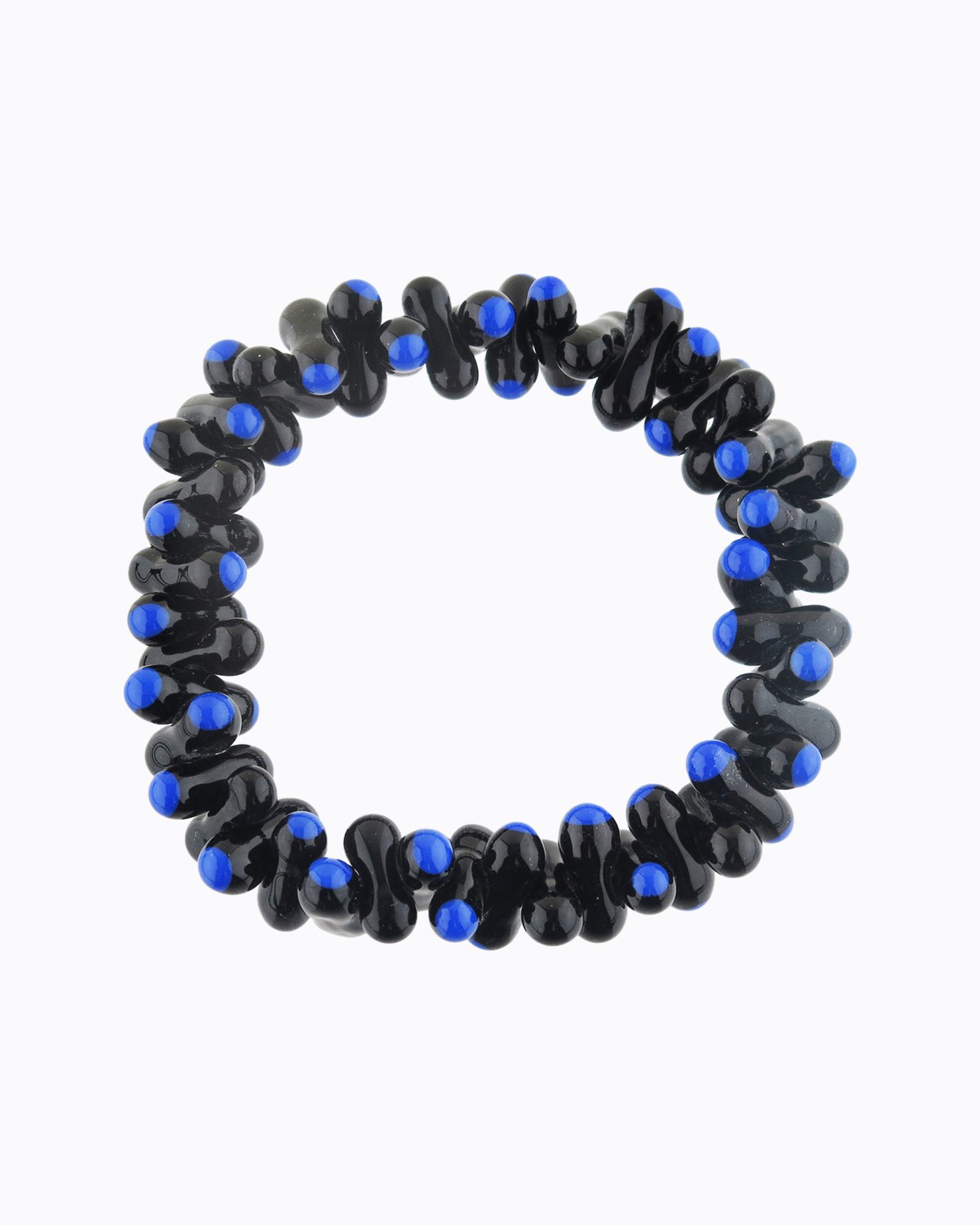 Bracelet Gélules perles en Cristal de Murano Noir, gouttes Bleues