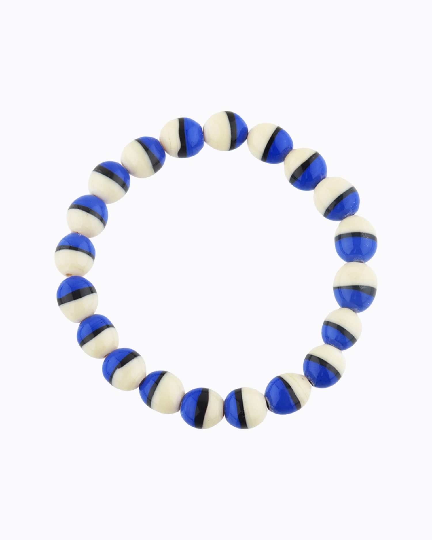 Bracelet Tricolore perles en Cristal de Murano de couleur Ivoire, Bleu, Zébré Noir