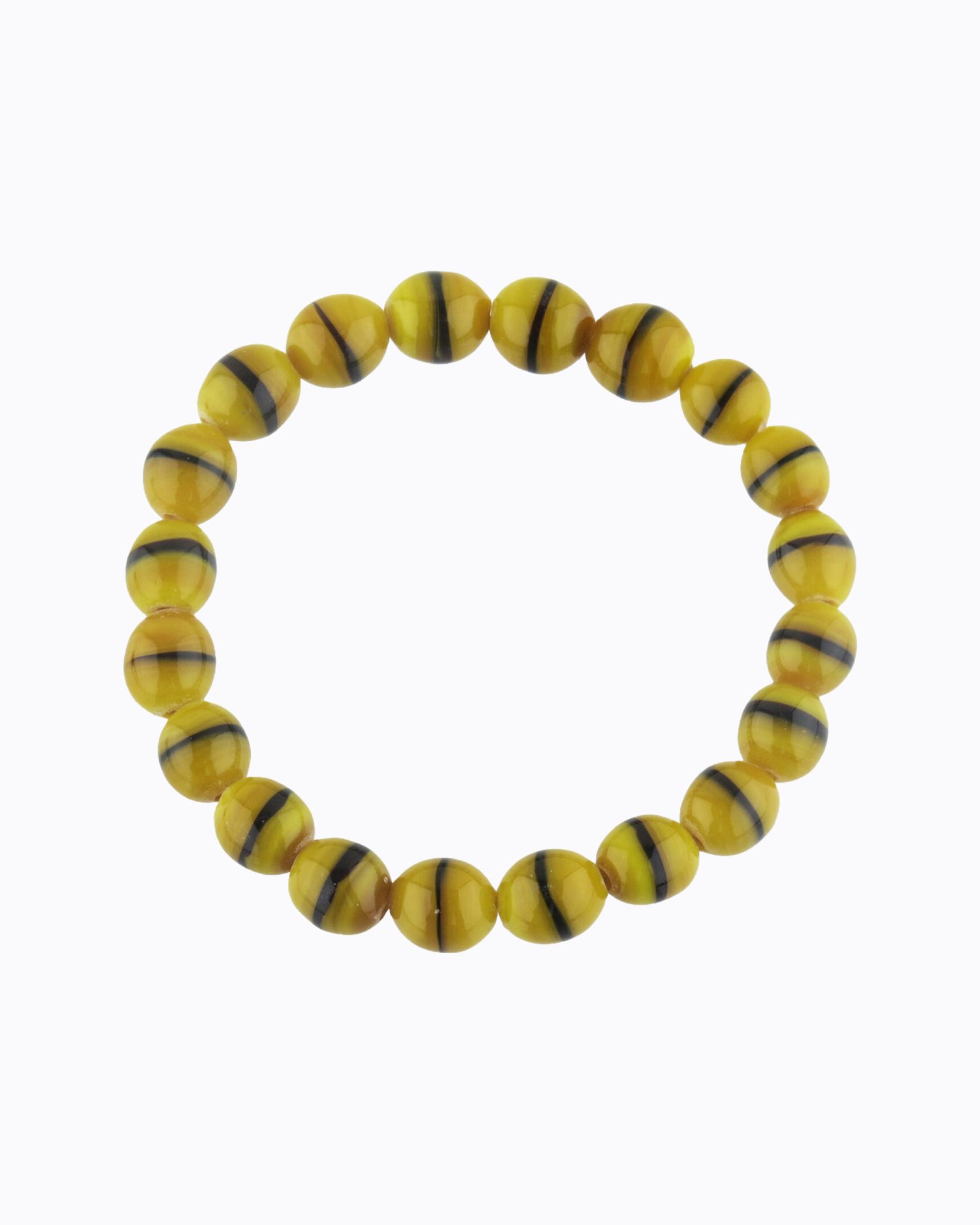 Bracelet perles rondes en Cristal de Murano de couleur Anis, Zébré Noir