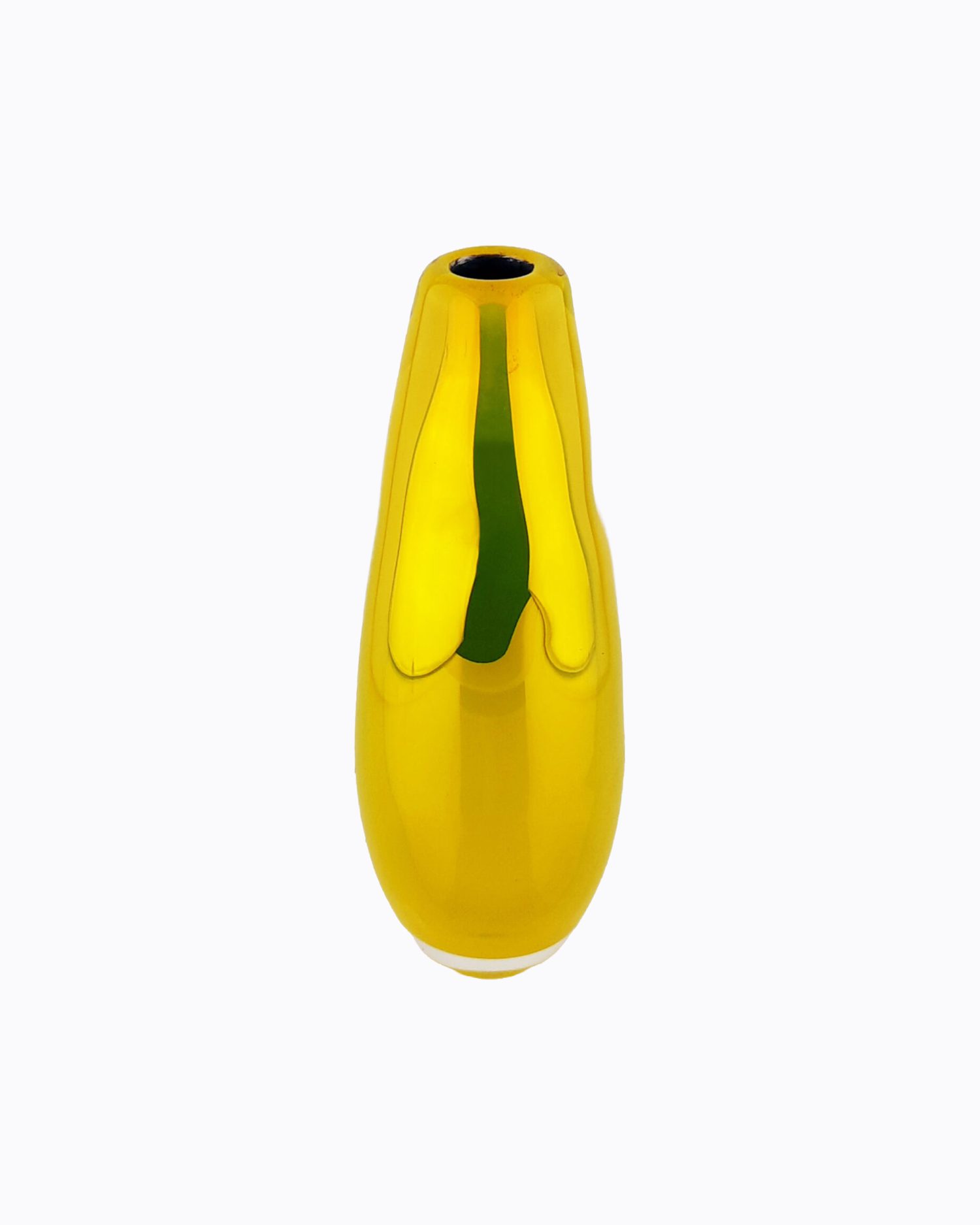 Vase Termite « Réflexion » verre soufflé bouche Jaune, formé à main levée, Effet Miroir