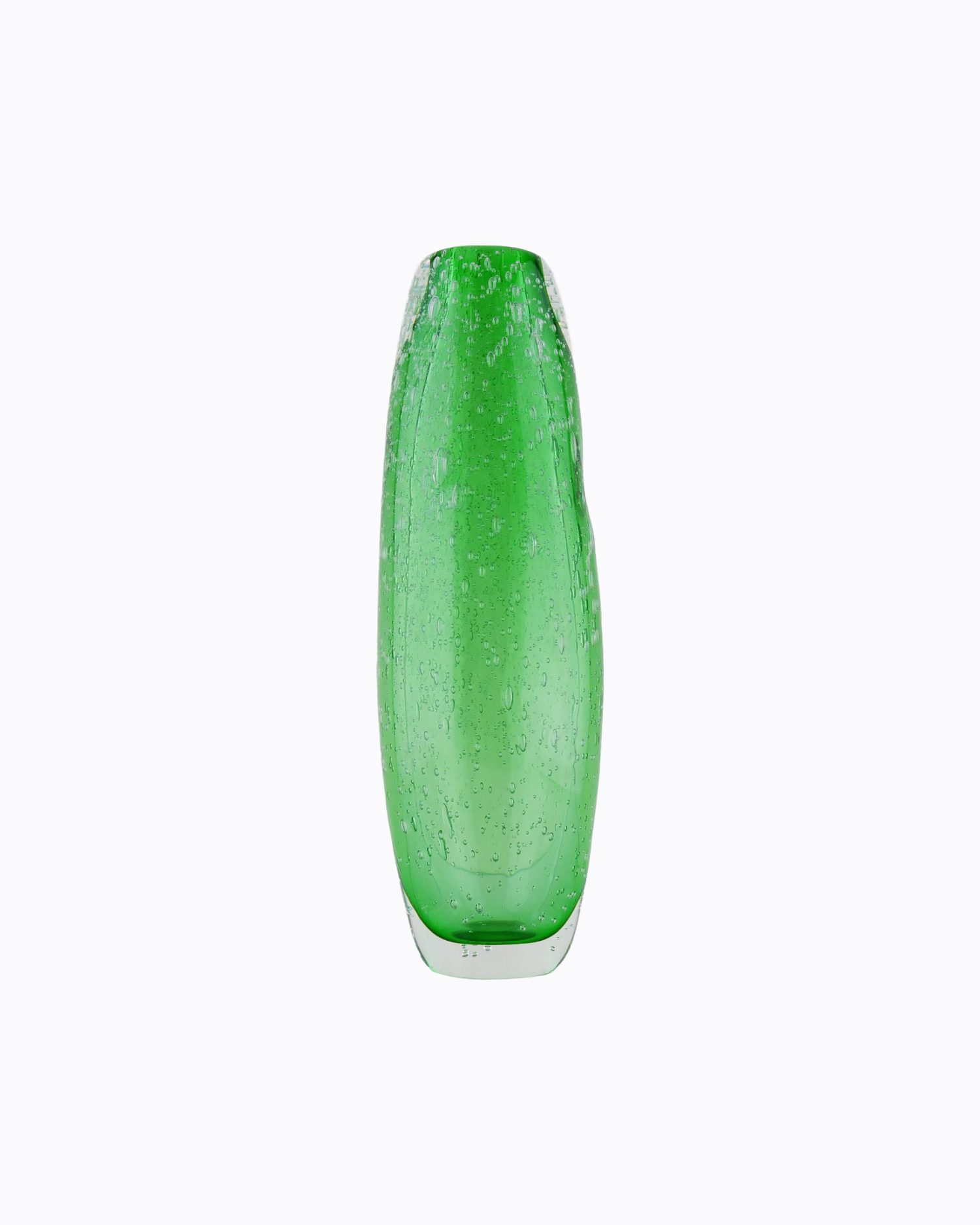 Vase Termite « Mini Bulles » en verre soufflé bouche, formé à main levée, Vert Prairie. Effet Transparent et Pétillant