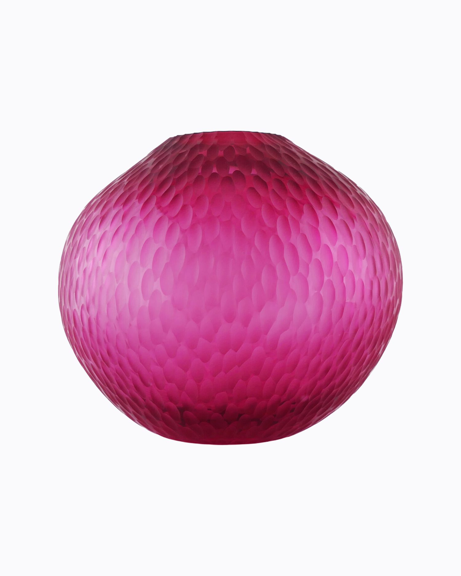 Translucide, Vase en verre soufflé, formé à main levée, Fushia. Effet Goutte d&rsquo;Eau