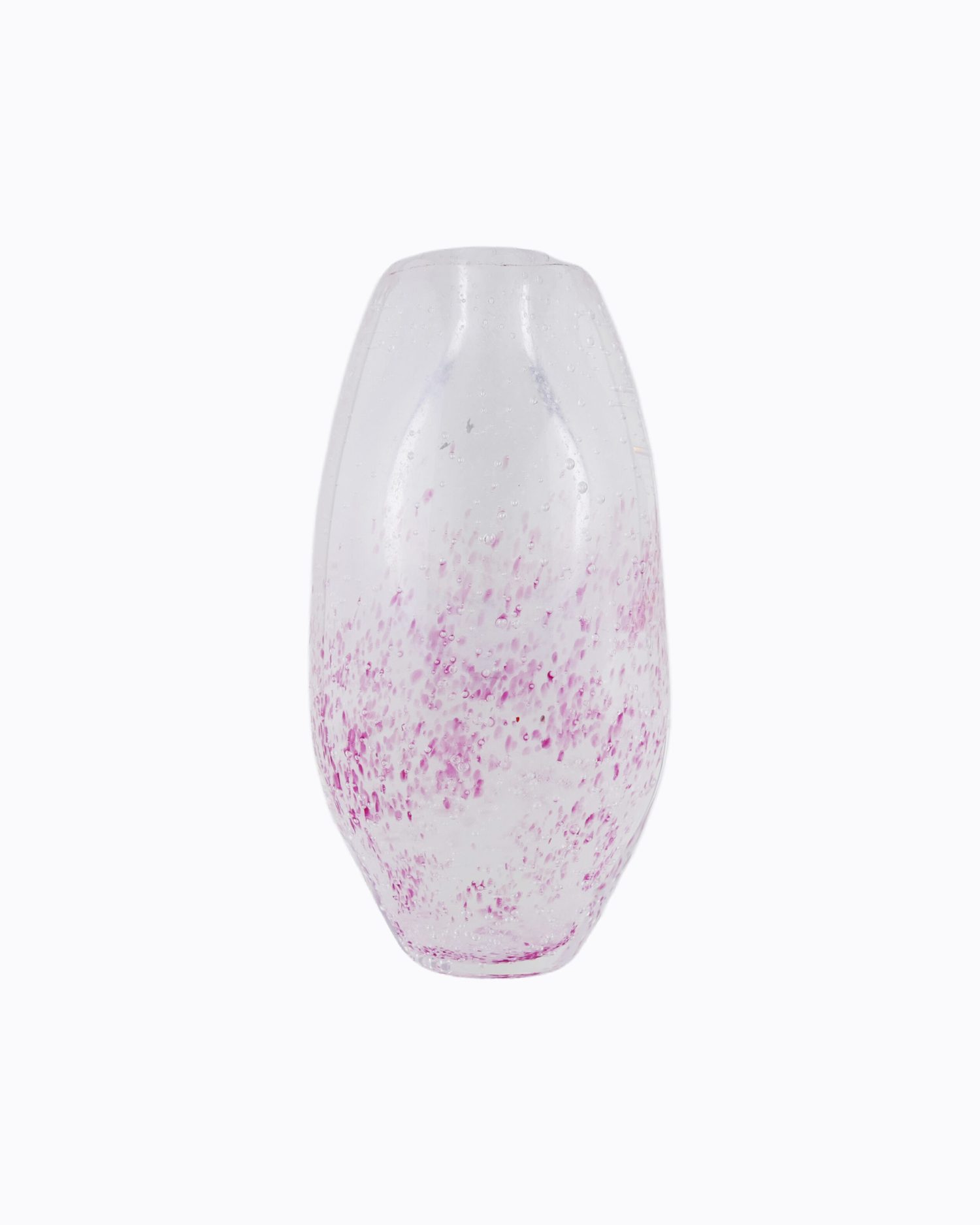 Berlingo Nacré et Rose, Mini Bulles, Soliflore en verre soufflé bouche, formé à main levée. Effet de Transparence et de Profondeur